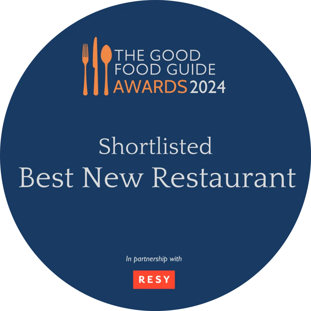 Shortlisted 'Best New Restaurant' by The Good Food Guide Awards 2024